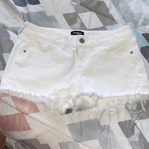 NWOT express shortie low rise white jean shorts